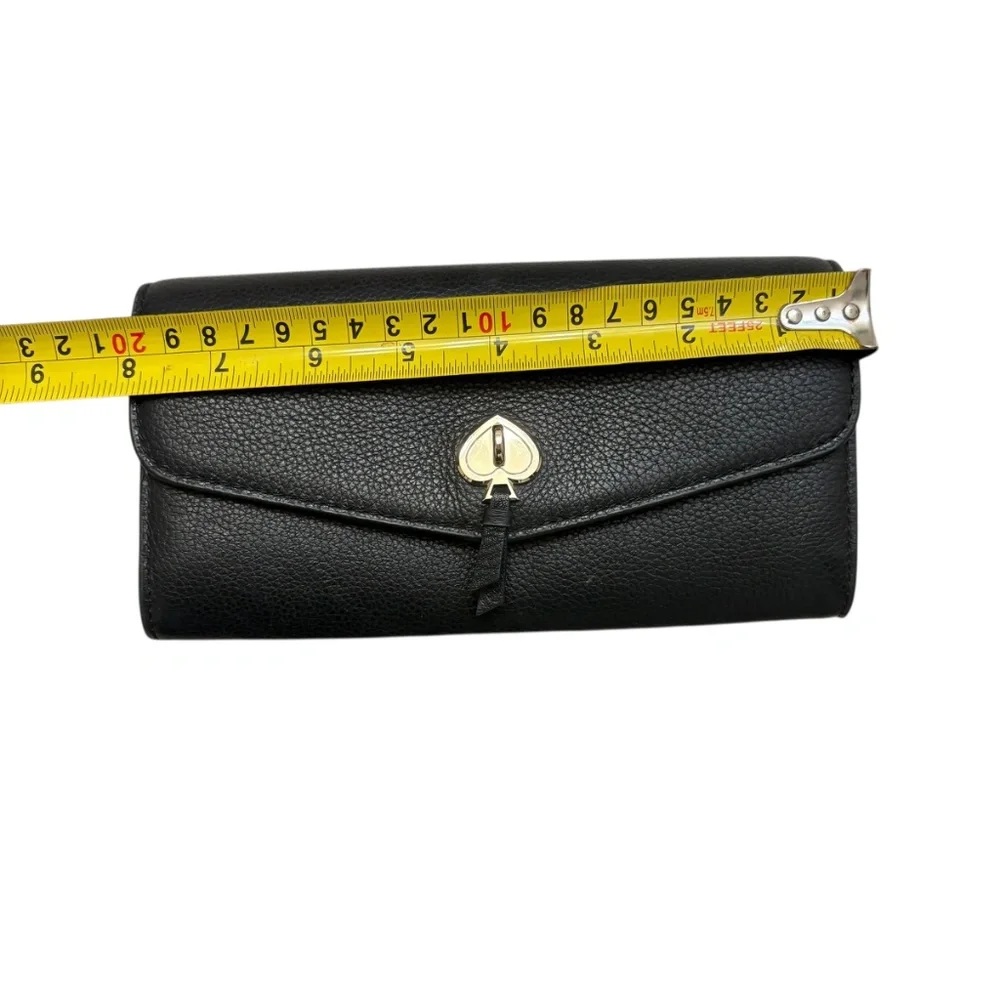 Kate Spade New York Marti large slim flap wallet in black pebbled leather